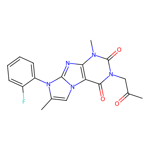 6-(2-Fluorophenyl)-4,7-dimethyl-2-(2-oxopropyl)purino[7,8-a]imidazole-1,3-dione structure