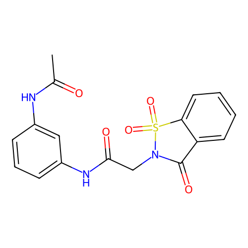 N-(3-acetamidophenyl)-2-(1,1,3-trioxo-1,2-benzothiazol-2-yl)acetamide structure