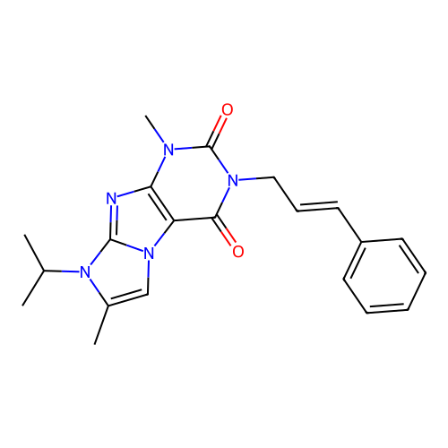 3-cinnamyl-8-isopropyl-1,7-dimethyl-1H-imidazo[2,1-f]purine-2,4(3H,8H)-dione structure