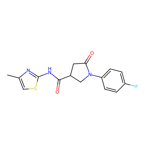 1-(4-fluorophenyl)-N-(4-methyl-1,3-thiazol-2-yl)-5-oxopyrrolidine-3-carboxamide structure