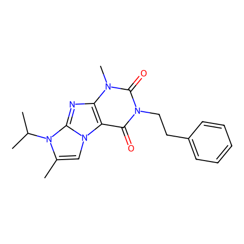 8-isopropyl-1,7-dimethyl-3-phenethyl-1H-imidazo[2,1-f]purine-2,4(3H,8H)-dione structure