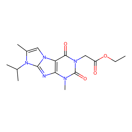Ethyl 2-(4,7-dimethyl-1,3-dioxo-6-propan-2-ylpurino[7,8-a]imidazol-2-yl)acetate structure