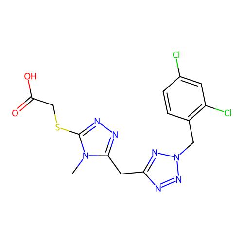 C14H13Cl2N7O2S structure