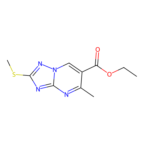Ethyl 5-methyl-2-(methylsulfanyl)[1,2,4]triazolo[1,5-a]pyrimidine-6-carboxylate structure