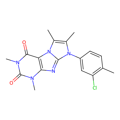 6-(3-Chloro-4-methylphenyl)-2,4,7,8-tetramethylpurino[7,8-a]imidazole-1,3-dione structure