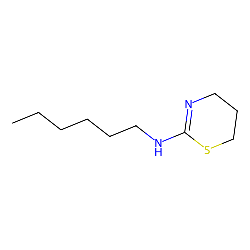 N-hexyl-5,6-dihydro-4H-1,3-thiazin-2-amine structure