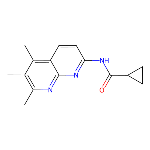 N-(5,6,7-trimethyl-1,8-naphthyridin-2-yl)cyclopropanecarboxamide structure
