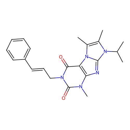 3-cinnamyl-8-isopropyl-1,6,7-trimethyl-1H-imidazo[2,1-f]purine-2,4(3H,8H)-dione structure