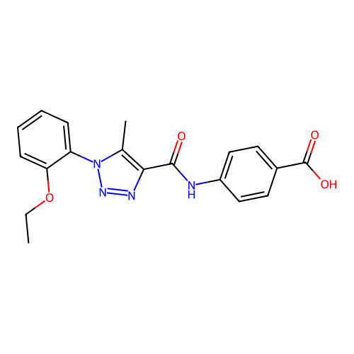 4-(1-(2-ethoxyphenyl)-5-methyl-1H-1,2,3-triazole-4-carboxamido)benzoic acid structure