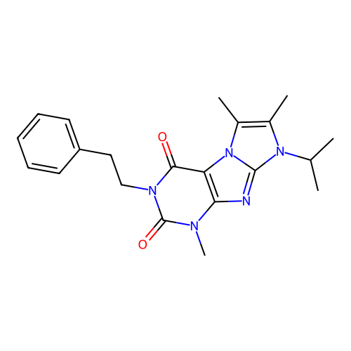 8-isopropyl-1,6,7-trimethyl-3-phenethyl-1H-imidazo[2,1-f]purine-2,4(3H,8H)-dione structure
