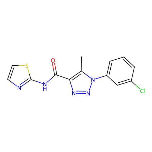 1-(3-chlorophenyl)-5-methyl-N-(1,3-thiazol-2-yl)-1H-1,2,3-triazole-4-carboxamide structure