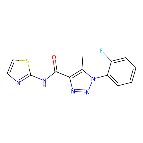 1-(2-fluorophenyl)-5-methyl-N-(1,3-thiazol-2-yl)triazole-4-carboxamide structure