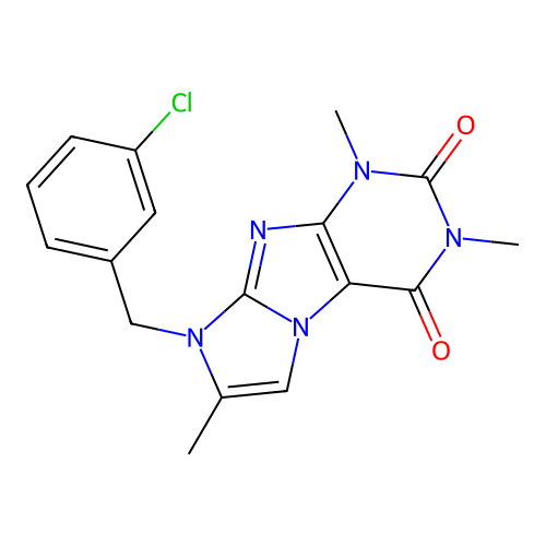 6-[(3-Chlorophenyl)methyl]-2,4,7-trimethylpurino[7,8-a]imidazole-1,3-dione structure