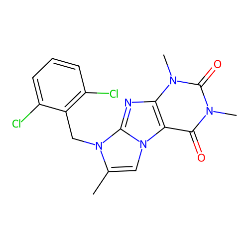 6-[(2,6-Dichlorophenyl)methyl]-2,4,7-trimethylpurino[7,8-a]imidazole-1,3-dione structure
