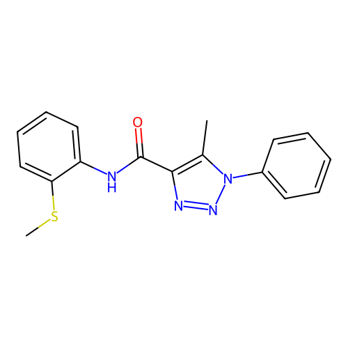 5-methyl-N-(2-methylsulfanylphenyl)-1-phenyltriazole-4-carboxamide structure