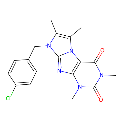 6-[(4-Chlorophenyl)methyl]-2,4,7,8-tetramethylpurino[7,8-a]imidazole-1,3-dione structure