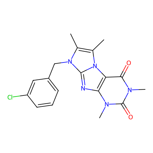 6-[(3-Chlorophenyl)methyl]-2,4,7,8-tetramethylpurino[7,8-a]imidazole-1,3-dione structure