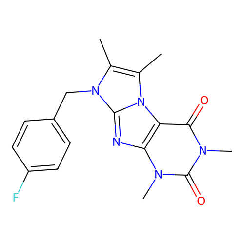 6-[(4-Fluorophenyl)methyl]-2,4,7,8-tetramethylpurino[7,8-a]imidazole-1,3-dione structure