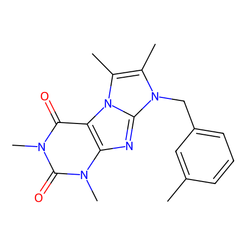 2,4,7,8-Tetramethyl-6-[(3-methylphenyl)methyl]purino[7,8-a]imidazole-1,3-dione structure