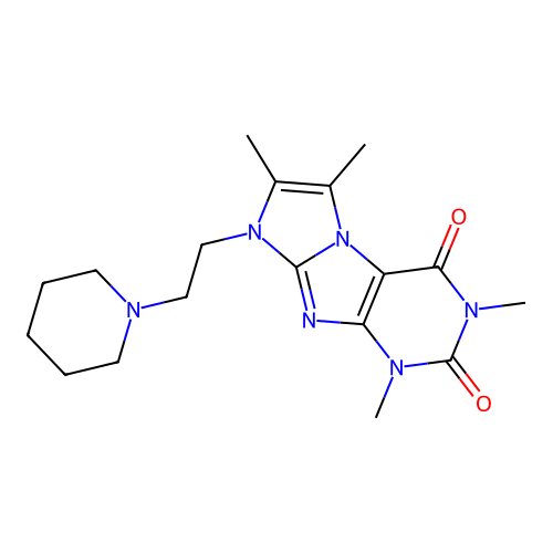 2,4,7,8-Tetramethyl-6-(2-piperidin-1-ylethyl)purino[7,8-a]imidazole-1,3-dione structure