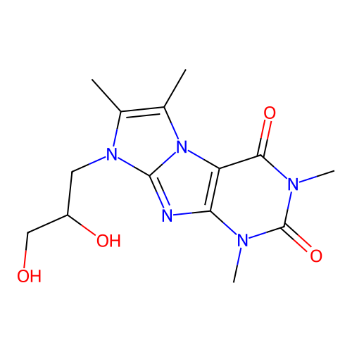 6-(2,3-Dihydroxypropyl)-2,4,7,8-tetramethylpurino[7,8-a]imidazole-1,3-dione structure