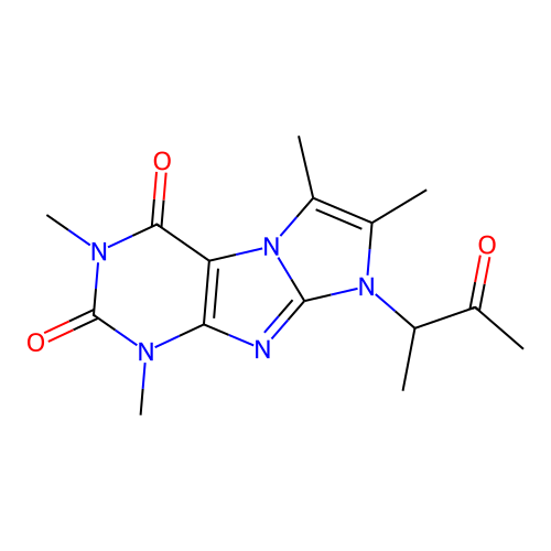 2,4,7,8-Tetramethyl-6-(3-oxobutan-2-yl)purino[7,8-a]imidazole-1,3-dione structure