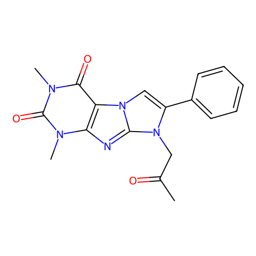 2,4-Dimethyl-6-(2-oxopropyl)-7-phenylpurino[7,8-a]imidazole-1,3-dione structure