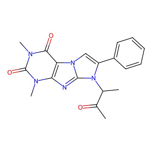 2,4-Dimethyl-6-(3-oxobutan-2-yl)-7-phenylpurino[7,8-a]imidazole-1,3-dione structure