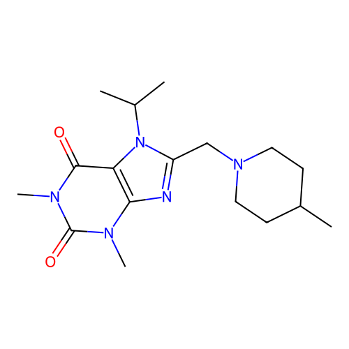1,3-Dimethyl-8-[(4-methylpiperidin-1-yl)methyl]-7-propan-2-ylpurine-2,6-dione structure