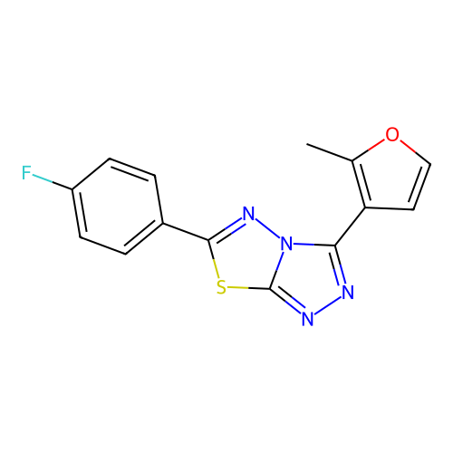 6-(4-Fluorophenyl)-3-(2-methyl-3-furyl)[1,2,4]triazolo[3,4-b][1,3,4]thiadiazole structure