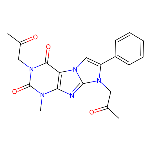4-Methyl-2,6-bis(2-oxopropyl)-7-phenylpurino[7,8-a]imidazole-1,3-dione structure