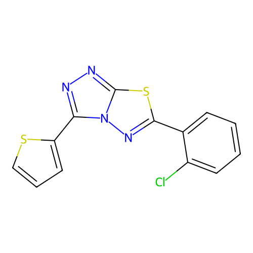 6-(2-Chlorophenyl)-3-thiophen-2-yl-[1,2,4]triazolo[3,4-b][1,3,4]thiadiazole structure