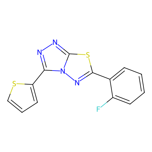 6-(2-Fluorophenyl)-3-thiophen-2-yl-[1,2,4]triazolo[3,4-b][1,3,4]thiadiazole structure