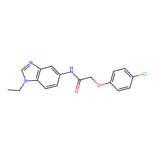 2-(4-chlorophenoxy)-N-(1-ethyl-1H-benzimidazol-5-yl)acetamide structure