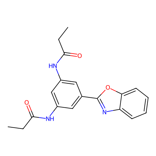 N,N'-[5-(1,3-benzoxazol-2-yl)benzene-1,3-diyl]dipropanamide structure