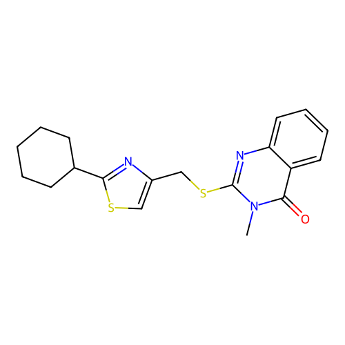 2-[(2-Cyclohexyl-1,3-thiazol-4-yl)methylsulfanyl]-3-methylquinazolin-4-one structure