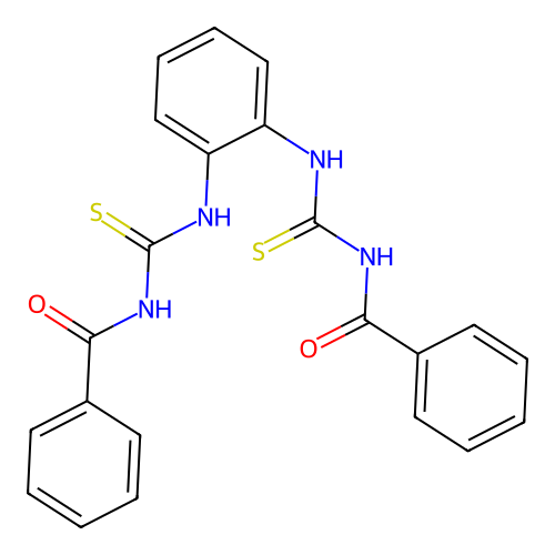 N-[[2-(benzoylcarbamothioylamino)phenyl]carbamothioyl]benzamide structure
