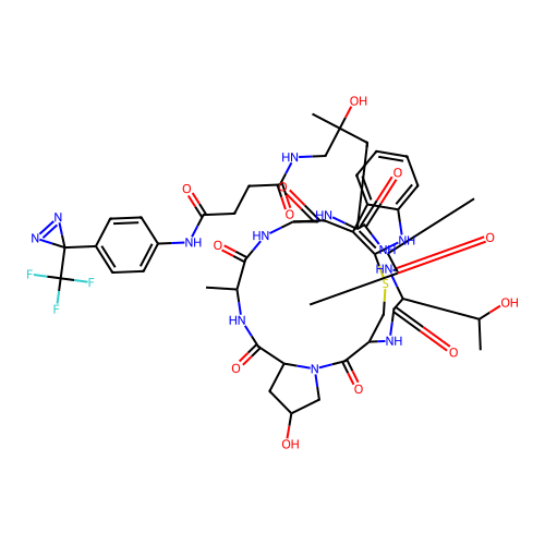 Phalloidin, 7-(5-((1,4-dioxo-4-((4-(3-(trifluoromethyl)-3H-diazirin-3-yl)phenyl)amino)butyl)amino)-4-hydroxy-L-leucine)- structure