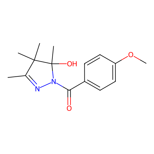 (5-Hydroxy-3,4,4,5-tetramethyl-4,5-dihydro-1H-pyrazol-1-yl)(4-methoxyphenyl)methanone structure