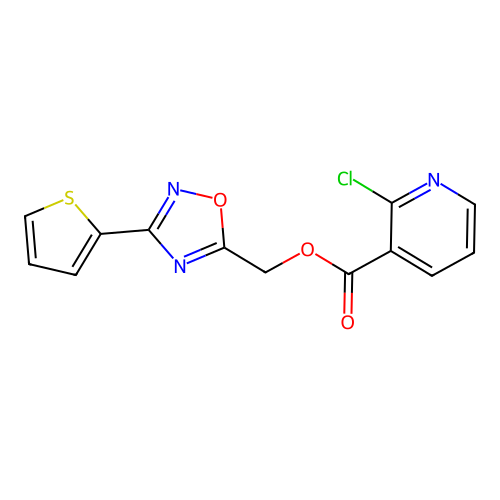 (3-Thiophen-2-yl-1,2,4-oxadiazol-5-yl)methyl 2-chloropyridine-3-carboxylate structure