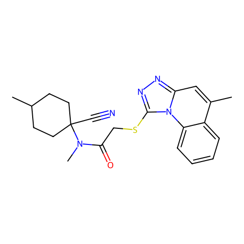 N-(1-cyano-4-methylcyclohexyl)-N-methyl-2-({5-methyl-[1,2,4]triazolo[4,3-a]quinolin-1-yl}sulfanyl)acetamide structure