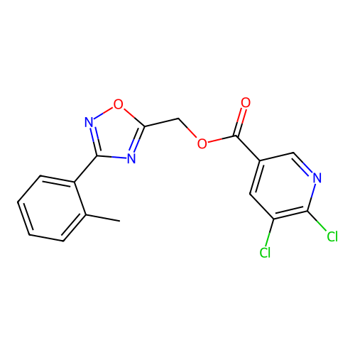 [3-(2-methylphenyl)-1,2,4-oxadiazol-5-yl]methyl 5,6-dichloropyridine-3-carboxylate structure