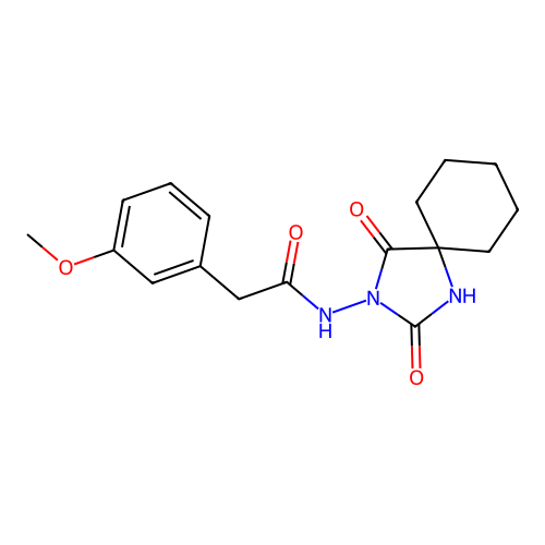 N-(2,4-dioxo-1,3-diazaspiro[4.5]decan-3-yl)-2-(3-methoxyphenyl)acetamide structure