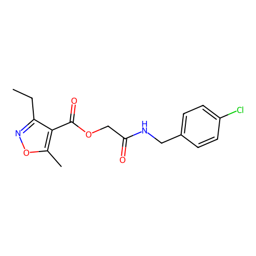 [2-[(4-chlorophenyl)methylamino]-2-oxoethyl] 3-ethyl-5-methyl-1,2-oxazole-4-carboxylate structure