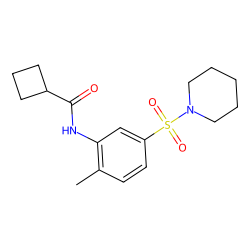 N-(2-methyl-5-piperidin-1-ylsulfonylphenyl)cyclobutanecarboxamide structure