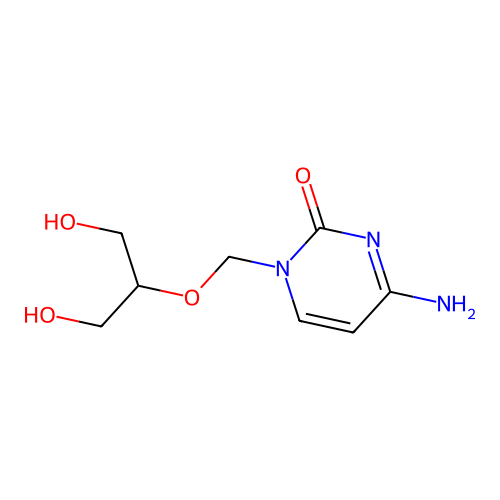 1-[[2-Hydroxy-1-(hydroxy methyl)ethoxy]methyl]cytosine structure