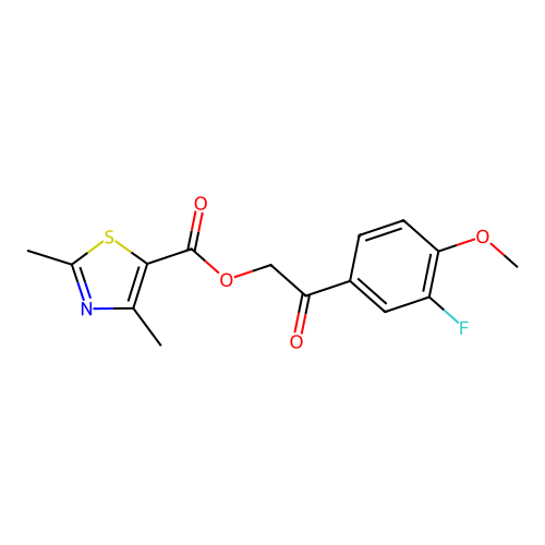 [2-(3-fluoro-4-methoxyphenyl)-2-oxoethyl] 2,4-dimethyl-1,3-thiazole-5-carboxylate structure
