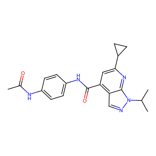 6-cyclopropyl-N-(4-acetamidophenyl)-1-(propan-2-yl)-1H-pyrazolo[3,4-b]pyridine-4-carboxamide structure