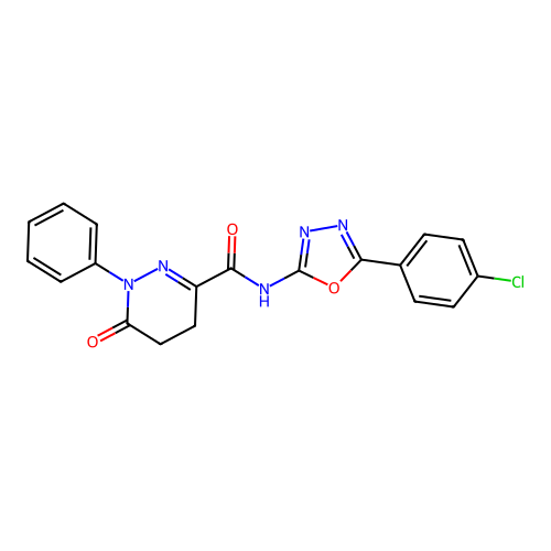 N-(5-(4-chlorophenyl)-1,3,4-oxadiazol-2-yl)-6-oxo-1-phenyl-1,4,5,6-tetrahydropyridazine-3-carboxamide structure