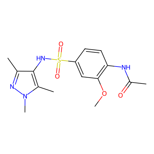N-{2-methoxy-4-[(1,3,5-trimethyl-1H-pyrazol-4-yl)sulfamoyl]phenyl}acetamide structure